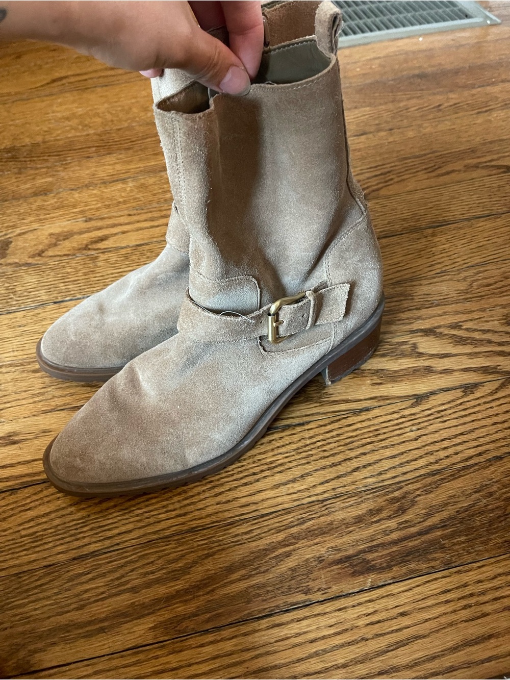 Sole Society Taupe Suede Ankle Boots with Side Zip